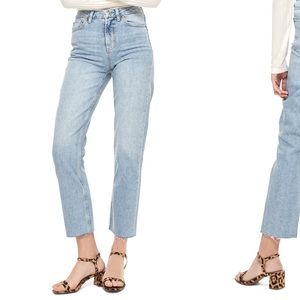 Raw hem straight leg crop